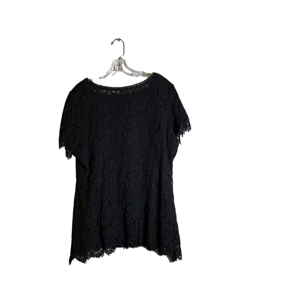 Isaac Mizrahi Live! Black Women's Shell with Lace Overlay Size 1X - Picture 5 of 9